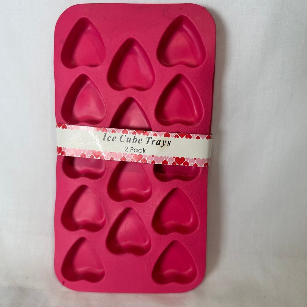 New Heart Ice Cube Trays Set of 2 Valentines Cocktails Romance